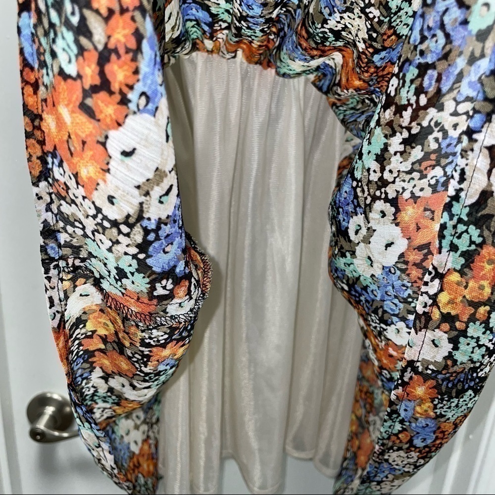 American Rag Cie Dress Mini Floral Print Lace Neckline Ruffles Fit and Flare XS - Picture 6 of 11